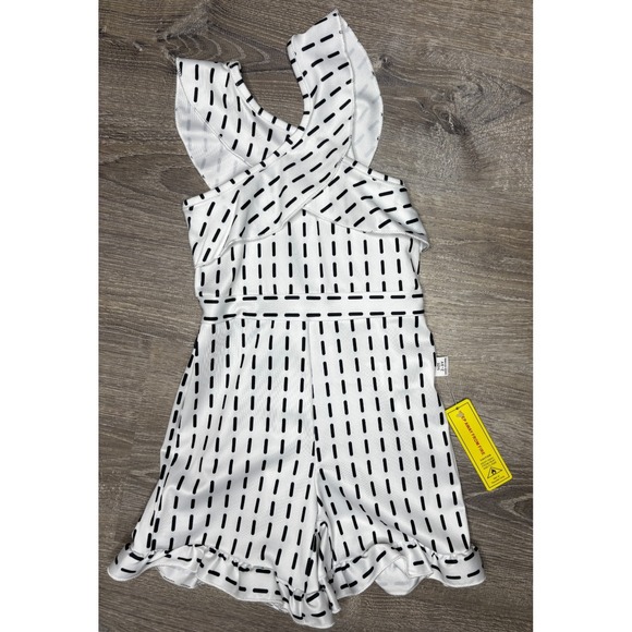 SHEIN Other - Shein Toddler Girls Black White‎ Cross Neck Romper Pull On Ruffle Size 2-3 Years